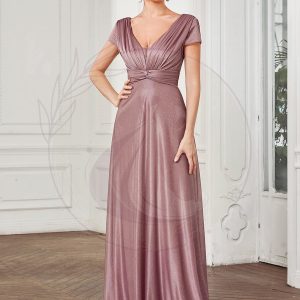 Robe mère de la mariée chérie plissée scintillante longue