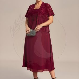 Robe Mère De La Mariée mousseline Encolure carrée dentelle de grande taille