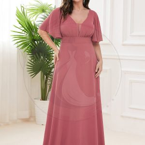 Grande taille Robe Mère de la Mariée Illusion Panneau Mousseline A-ligne