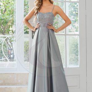 Robe de Bal en satin Bretelles fines Corsage à sequins