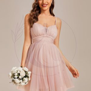 Robe de Cocktail courte mousseline à bretelles fines