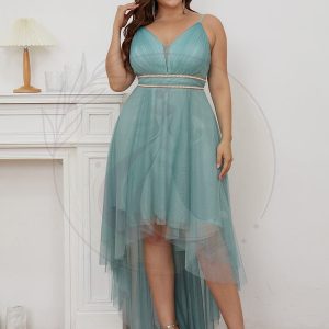 Robe de bal élégante Grande taille en tulle avec ceinture perlée