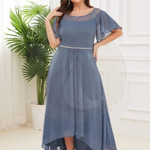 Robe mi-longue trapèze décontractée à encolure bateau pour femmes de grande taille avec ourlets asymétriques