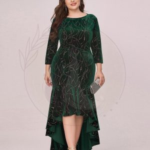 Robe de Soirée Empire Grande Taille Moulante et Asymétrique en Velours