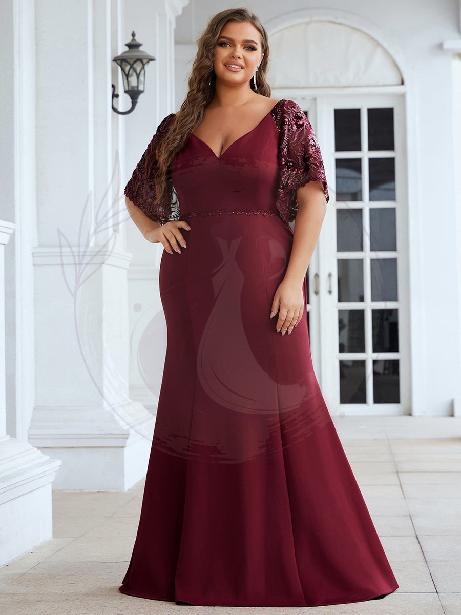 Taille personnalisée Robe de Soirée Sirène Moulante Sexy à Col en V – Image 9