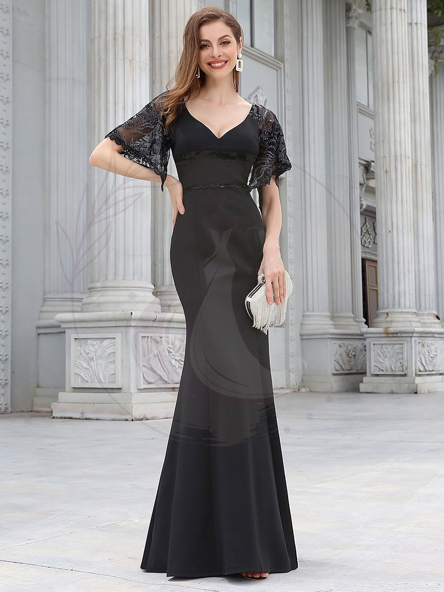 Taille personnalisée Robe de Soirée Sirène Moulante Sexy à Col en V – Image 3