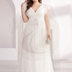 Robes de mariée Maxi Long Plus Size en dentelle avec manches à volants