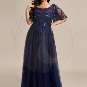 Robe de soirée brodée à manches courtes pour femmes de Grande taille