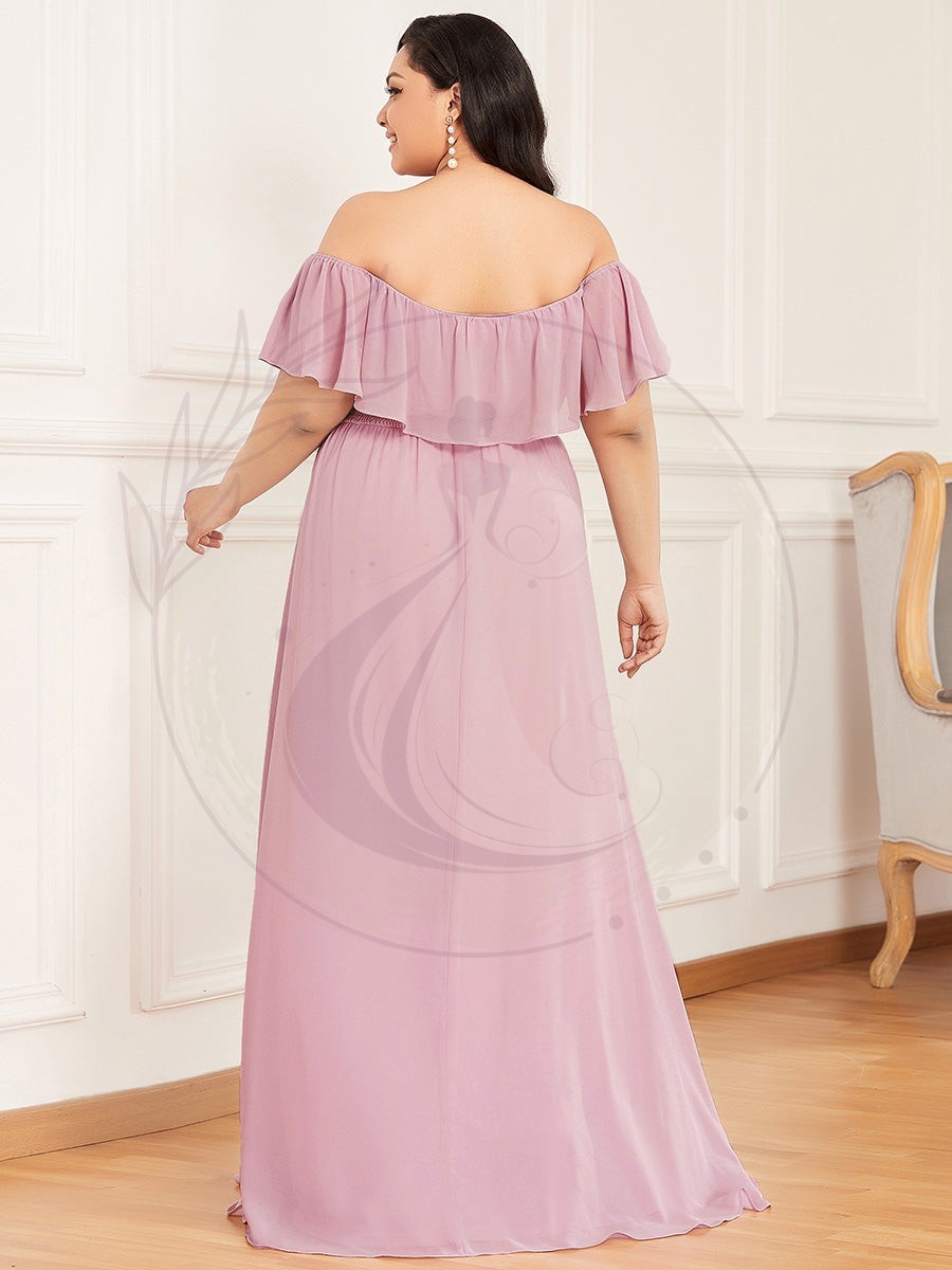 Grande talle Robe de demoiselle d’honneur à volants et épaules dénudées – Image 7