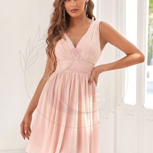 Robes de Cocktail élégante Mi-Longue Chiffon à Col V