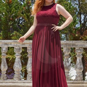 Robe de Soirée Grande Taille longue Taille Haute en Dentelle