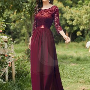 Dentelle transparente sexy longue Robe de soirée