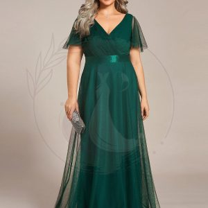 Robe de soirée grande taille pour femmes avec manches courtes