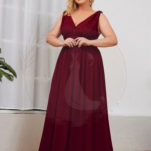 Robe de demoiselle d’honneur Grande Taille à Col V sans Manches
