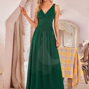 Robe de demoiselle d’honneur en mousseline sans manches