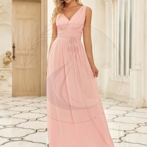 Taille personnalisée Robe de soirée sans manches plissé chiffon