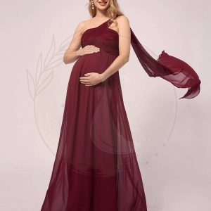 Robes De Maternité Simples à Une épaule En Mousseline De Soie