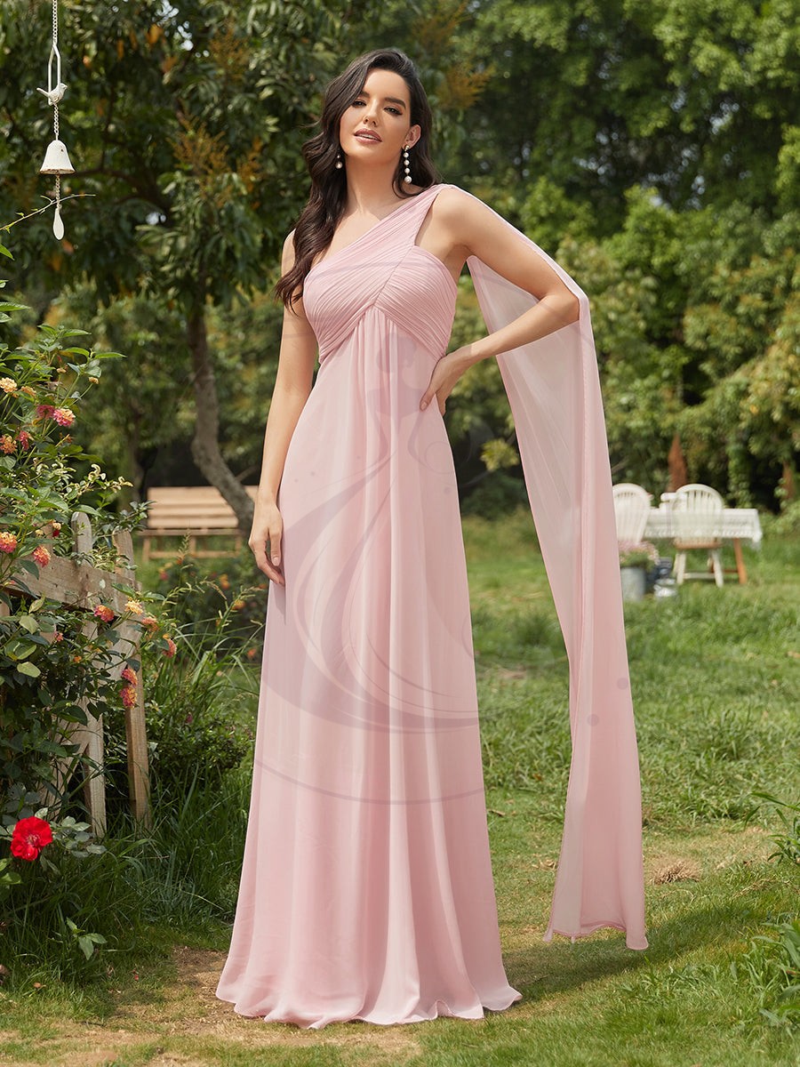 Taille personnalisée Robes de Soirée élégante Chiffon avec Une épaule pour Femmes – Image 5