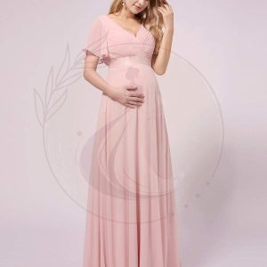 Robe de maternité en mousseline simple à manches volantées