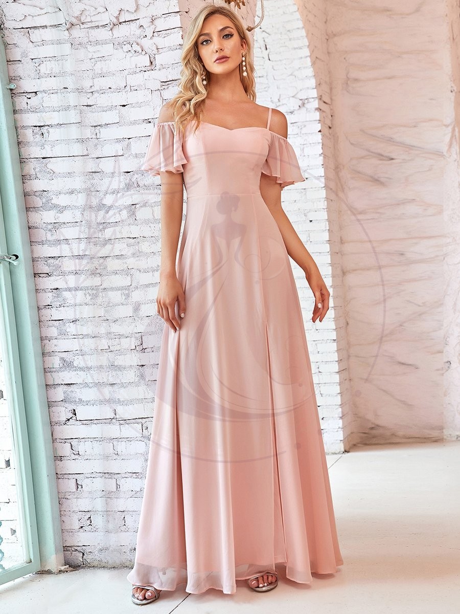 Robe de soirée Fendue à épaules dénudées Encolure en V – Image 6