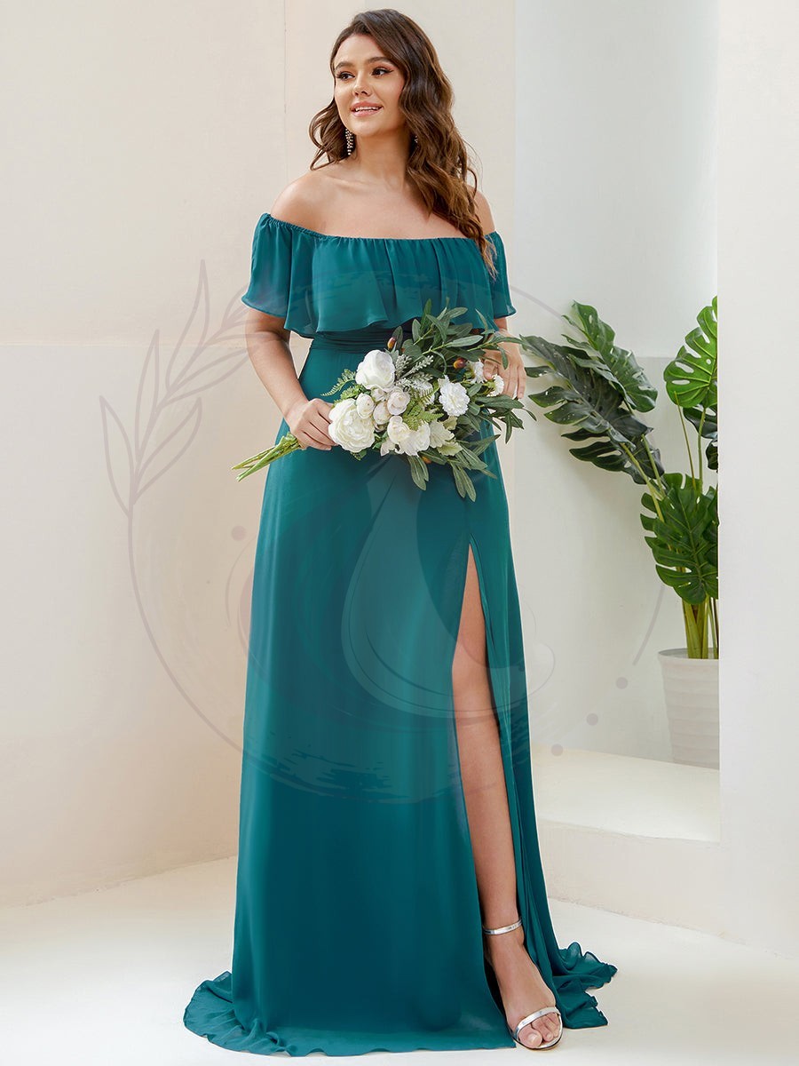 Grande talle Robe de demoiselle d’honneur à volants et épaules dénudées – Image 5