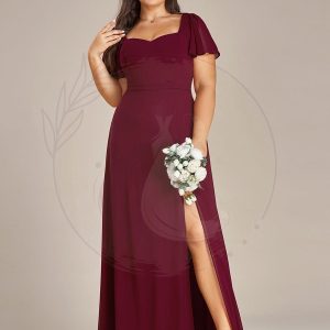 Robe demoiselle d’honneur maxi en mousseline à fente haute de grande taille