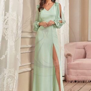 Robe invitée mariage à manches fendues et dos nu
