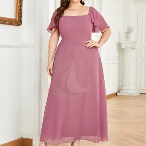 Robe de demoiselle d’honneur trapèze à épaules dénudées de grande taille