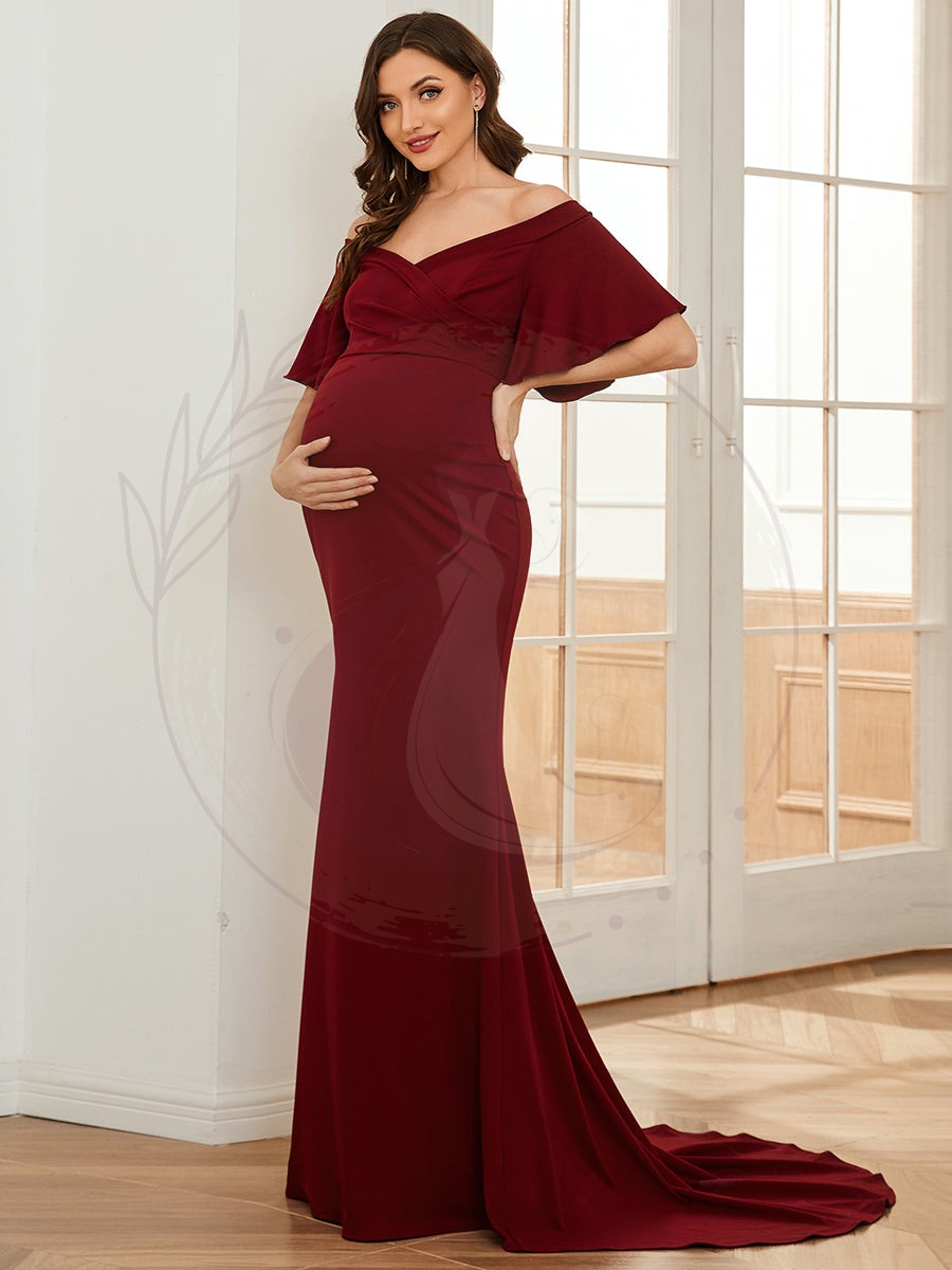 Robe de maternité Sirène à encolure en V et épaules dénudées