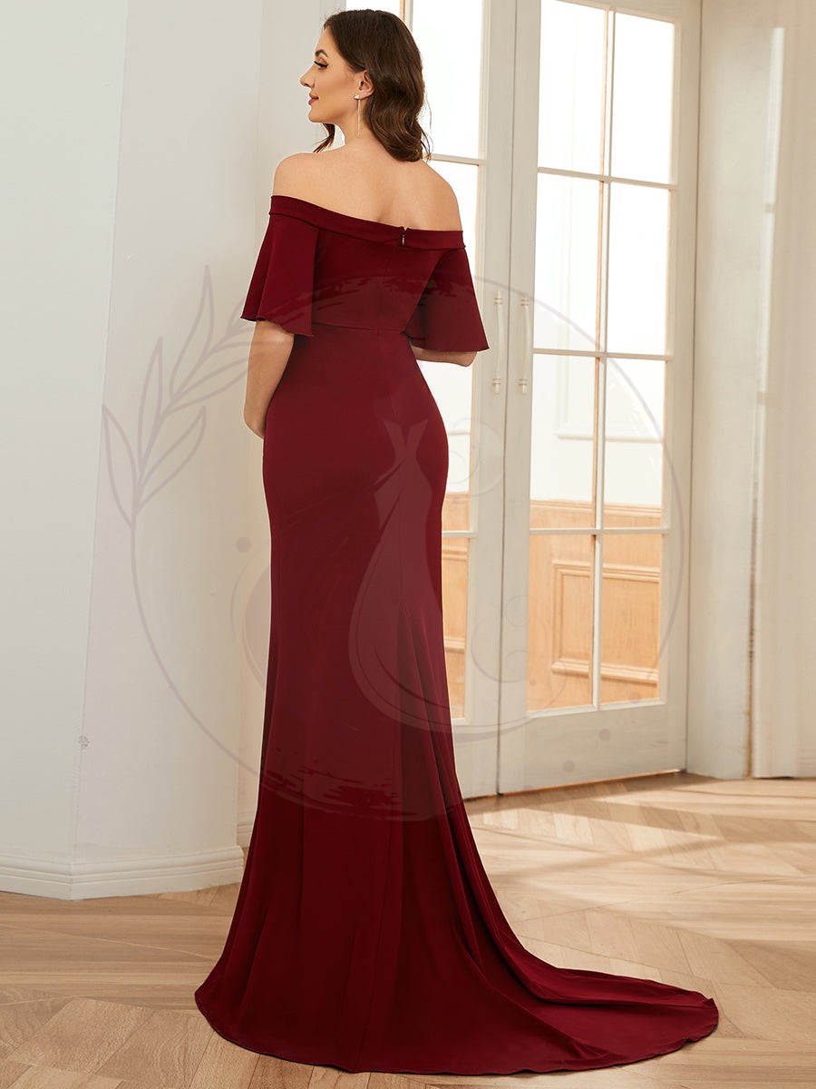 Robe de maternité Sirène à encolure en V et épaules dénudées – Image 4