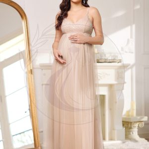 Robe de maternité sexy en sequins à bretelles spaghetti