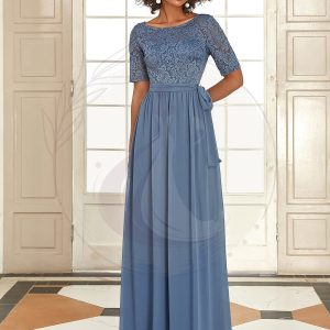 Robe de soirée Dentelle et mousseline avec ceinture pour femmes