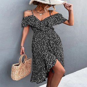 Robe À Fleurs Champêtre Noire