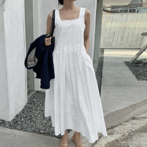 Robe longue bohème chic estivale blanche col carré