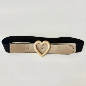 Ceinture Élastique Boucle de Coeur Dorée