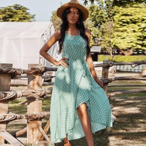 Robe À Bretelles À Pois