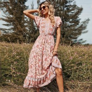 Robe Bohème Longue Rose