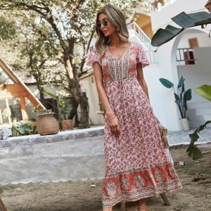 Robe Bohème Rose Romantique