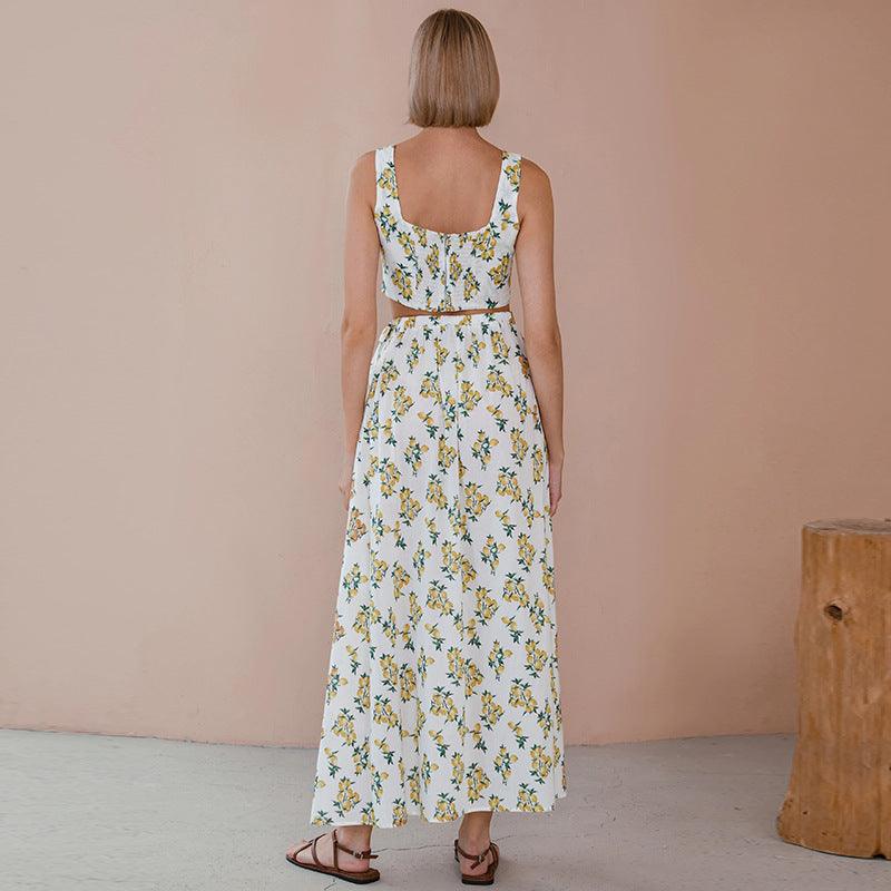 Ensemble Bohème Blanc Imprimé Citron – Image 5