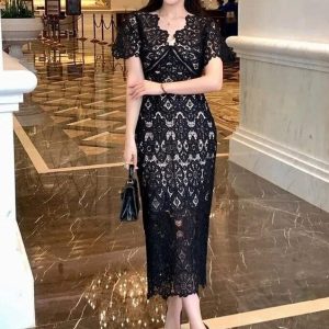 Robe Champêtre en Dentelle Vintage