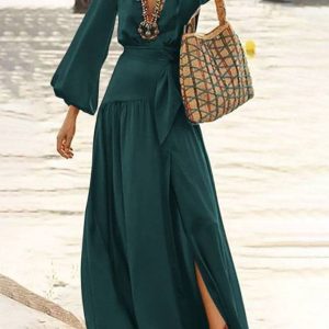 Robe Bohème Longue Vert Emeraude – Lucrèce