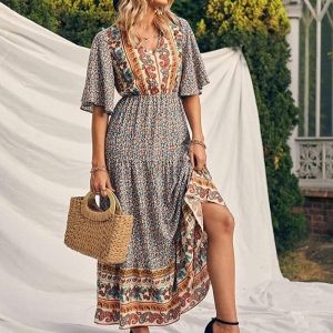 Hippie robe bohème chic à manches évasées