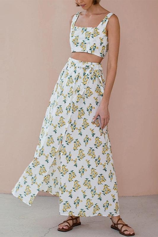 Ensemble Bohème Blanc Imprimé Citron – Image 3