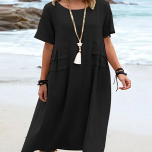 Robe bohème grande taille mi-longue noire