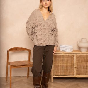 Blouse cache-cœur effet plissé Minas