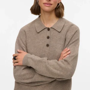 Pull à col polo Exciting - Vison Argenté