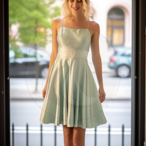 Robe A-Ligne courte en satin à bretelles fines et dos nu