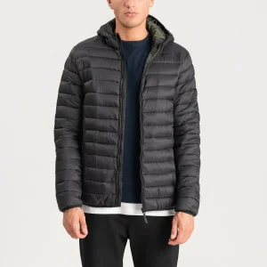 Blouson bouffant léger à capuche - Noir