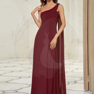 Robes de Soirée élégant Maxi Chiffon avec Une épaule pour Femmes
