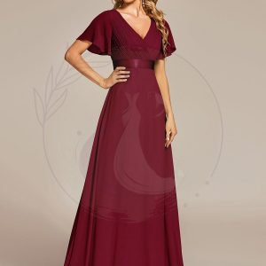 Robe de soirée fluide élégante en mousseline à taille haute